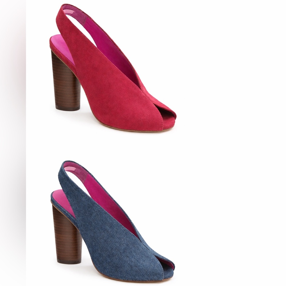 TRINA TURK Denim Sunset Blvd Heels! - Picture 2 of 3
